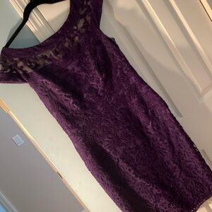 Tadashi Shoji purple lace dress. Cap sleeve Faint underarm discolor-see pic. Sz8